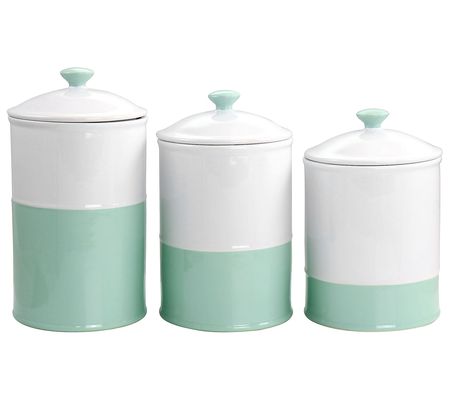 Martha Stewart Stoneware Canister and Lid 3 Pie e Set in Mint