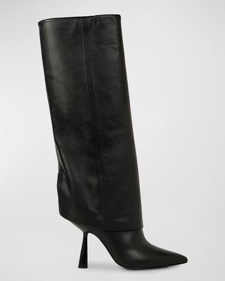 Martine Leather Foldover Knee Boots