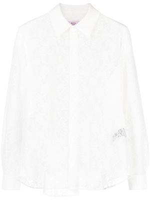 Martine Rose floral-lace wrap shirt - White