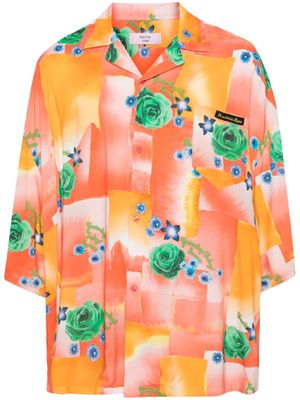 Martine Rose floral-print logo-patch shirt - Orange
