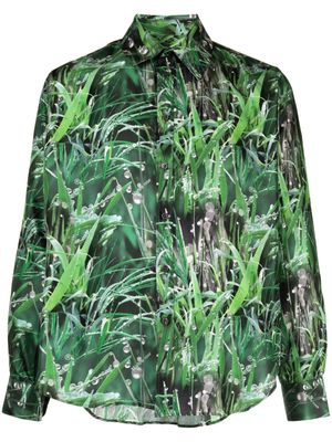 Martine Rose grass-print silk shirt - Green