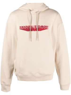 Martine Rose logo print drawstring hoodie - Neutrals