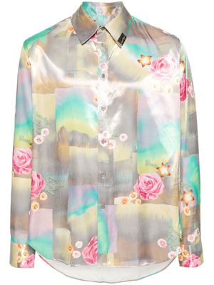 Martine Rose mix-print iridescent shirt - Grey