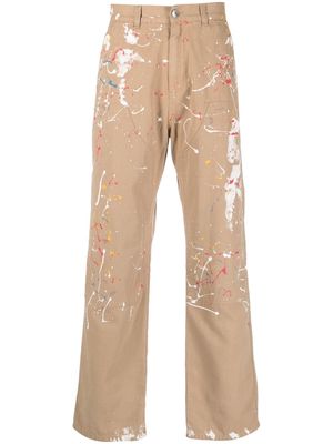 Martine Rose paint-splatter cargo trousers - Neutrals