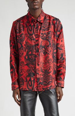 Martine Rose Paisley Silk Button-Up Shirt in Red Creature