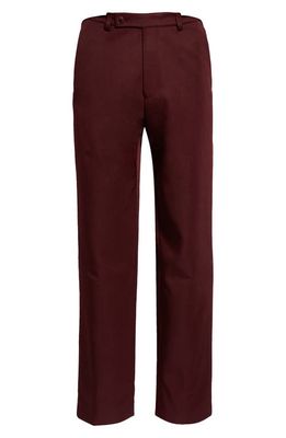 Martine Rose Rolled Waistband Twill Pants in Burgundy