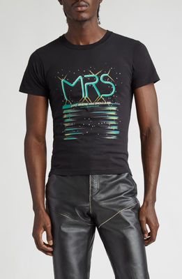 Martine Rose Shrunken Cotton Graphic T-Shirt in Black/Mrs Tubes Bkmrs