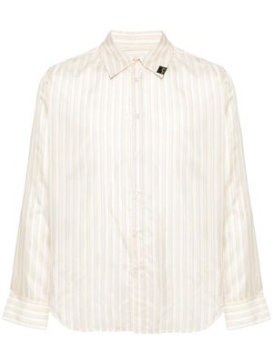 Martine Rose straight-collar striped satin shirt - White