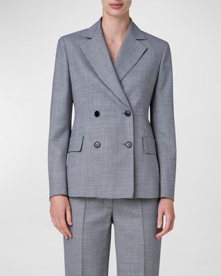 Marvin Micro Houndstooth Double-Breasted Blazer