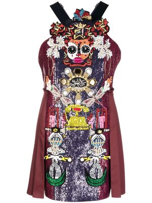 Mary Katrantzou Archival Robot embellished mini dress - Red