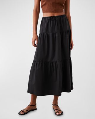 Mary Tiered Poplin Midi Skirt