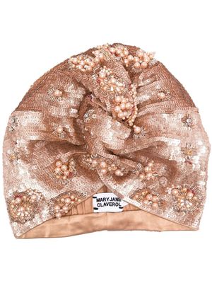 MaryJane Claverol bead-detail sequin hair wrap - Gold