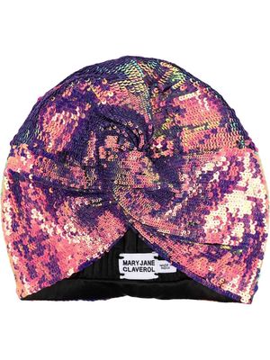 MaryJane Claverol twisted sequin headwrap hat - Purple