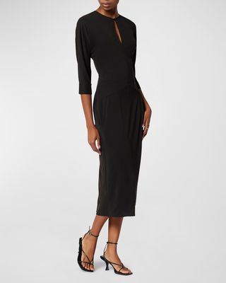 Maryse Cutout 3/4-Sleeve Midi Dress