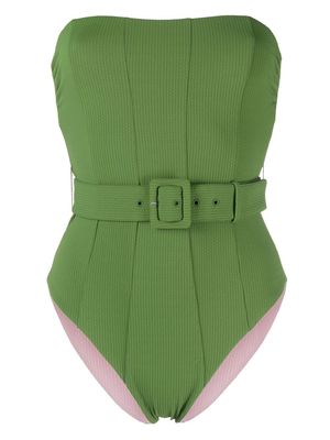 Marysia belt-waist strapless one-piece swimsuit - Green