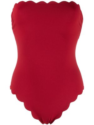 Marysia Chesapeak scalloped strapless swimsuit - Red