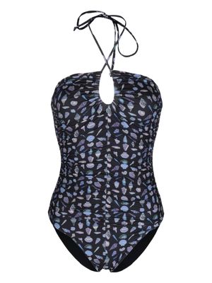 Marysia graphic-print ruched-detail swimsuit - Black