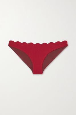 Marysia - North Reversible Scalloped Seersucker Bikini Briefs - Red