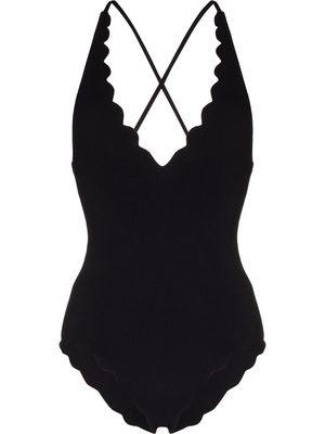 Marysia North scalloped-trim swimsuit - Black