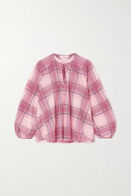 Marysia - Palm Desert Checked Cotton-voile Blouse - Pink