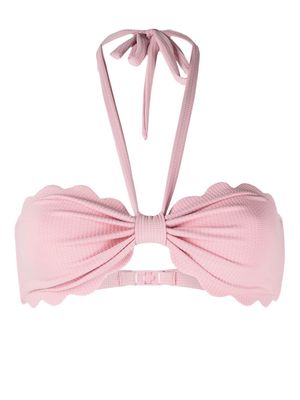 Marysia scallop-edge halterneck bikini top - Pink