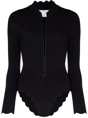 MARYSIA scallop-edge long-sleeve swimsuit - Black