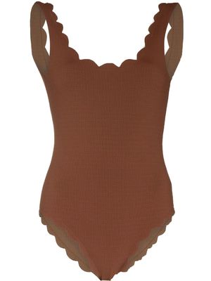 MARYSIA scallop-edge sleeveless swimsuit - Brown