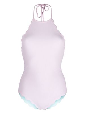 Marysia scalloped-edge swimsuit - Purple