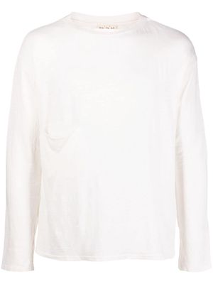 Ma'ry'ya long-sleeve round-neck linen sweater - White