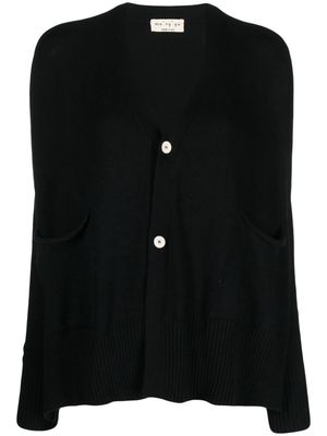 Ma'ry'ya V-neck knitted cotton cardigan - Black