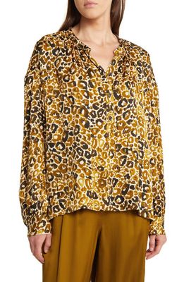 Masai Copenhagen Dolma Leopard Print Blouse in Goldenrod