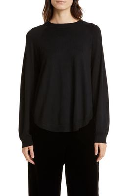 Masai Copenhagen Febe Curved Hem Crewneck Sweater in Black