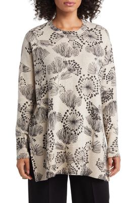 Masai Copenhagen Fernande Oversize Floral Cotton Blend Sweater in Fog