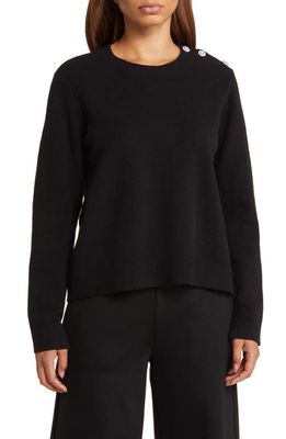 Masai Copenhagen Mafilizia Shoulder Button Crewneck Sweater in Black