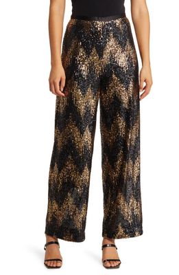 Masai Copenhagen Maprilly Sequin Ankle Wide Leg Pants in Black