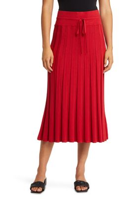 Masai Copenhagen Masilke Rib Drawstring Midi Skirt in Scarlet Sage