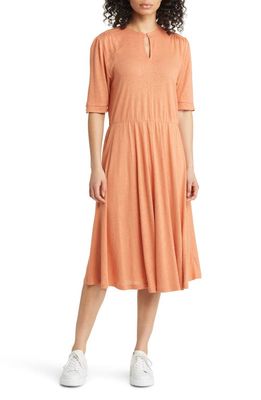 Masai Copenhagen Nairi Keyhole Linen Blend Dress in Melon