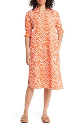 Masai Copenhagen Nydela Ruffle Cotton Seersucker Dress in Tigerlily