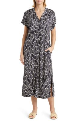 Masai Copenhagen Odera Abstract Print Shirtdress in Maritime Blue