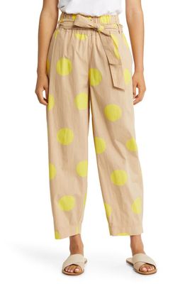 Masai Copenhagen Pazi Dot Print High Waist Belted Cotton Pants in Starfish