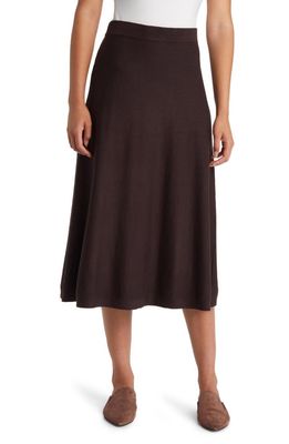 Masai Copenhagen Stina Ottoman Stitch A-Line Midi Skirt in Coffee Bean