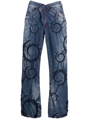 Masha Popova swirl-print straight-leg jeans - Blue
