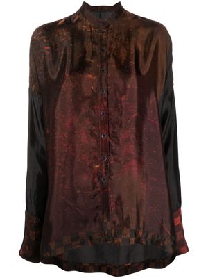 Masnada abstract-print panelled shirt - Brown