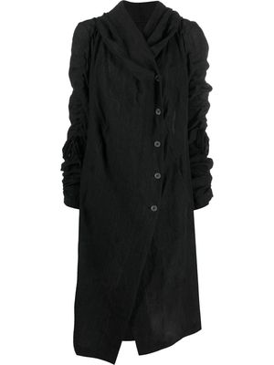 Masnada asymmetric mid-length linen coat - Black