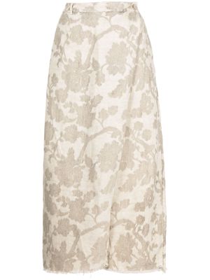 Masnada embroidered-flower wide-leg trousers - Neutrals