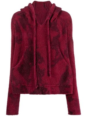 Masnada graphic-print drawstring chenille hoodie - Red