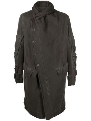 Masnada hooded cotton single-breasted coat - Brown
