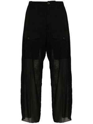 Masnada semi-sheer cotton trousers - Black