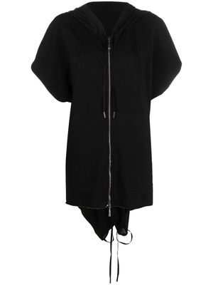 Masnada short-sleeve zipped silk hoodie - Black
