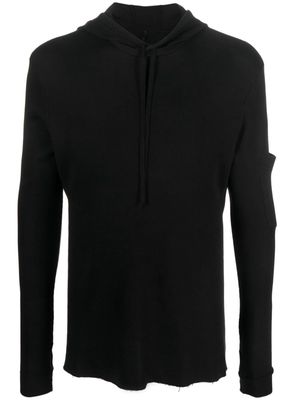 Masnada stirrup-cuffs raw-cut edge hoodie - Black
